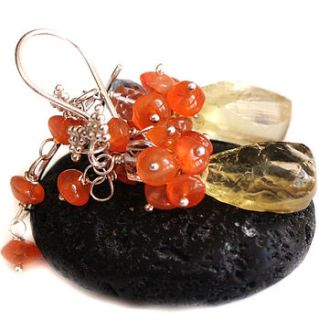 rough lemon quartz carnelian earrings or necklace by prisha jewels