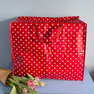 red polka dot recycled jumbo storage bag by ellie ellie