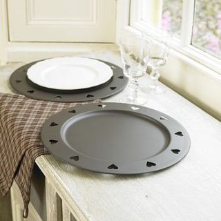 set of six iron heart amelie charger plates by dibor