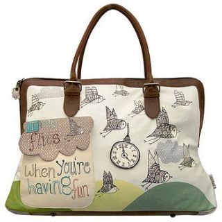 'birds having fun' weekend overnight bag by this is pretty