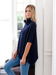 rollneck cashmere poncho by willowcashmere