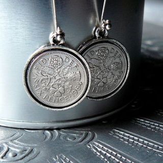 50th birthday sixpence earrings by pennyfarthing designs