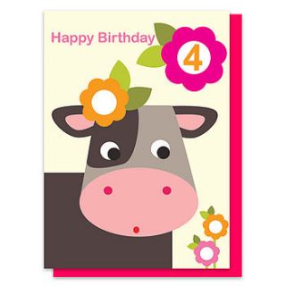 collette the cow age four card by olive&moss