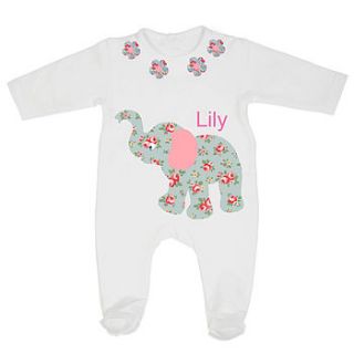 personalised elephant babygrow by little baby boutique