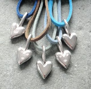 silver heart on cord necklace by cathy newell price jewellery
