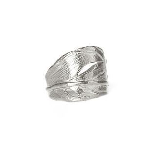 swan feather ring in sterling silver by chupi