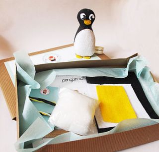 make your own penguin softie toy sewing kit by sarah hurley designs