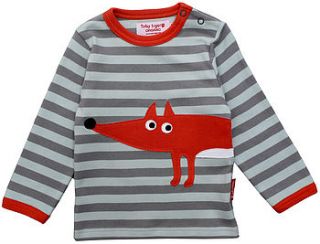 organic long sleeve fox applique t shirt by toby tiger