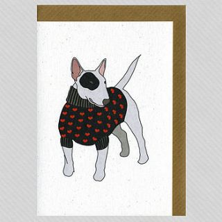 illustrated bull terrier blank card by illustrated cards