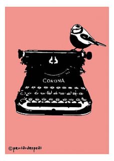 retro typewriter print by print and repeat