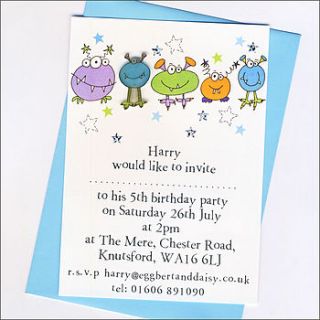 personalised boy's party invitations by eggbert & daisy