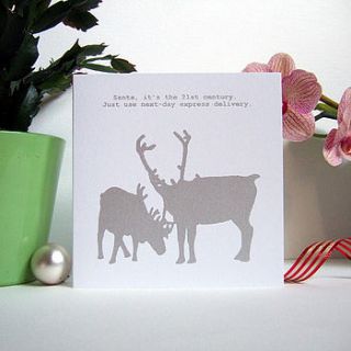 funny 'lazy reindeer' christmas card by indigoelephant