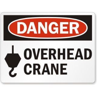 Danger Overhead Crane (with graphic), High Intensity Grade Reflective Sign, 80 mil Aluminum, 36" x 24" Industrial Warning Signs