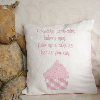 personalised 'pat a cake' cushion by elm tree studio