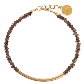 the gold bar bracelet in smoky quartz by chupi