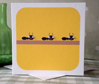 boys & girls animal birthday card ants by stripeycats