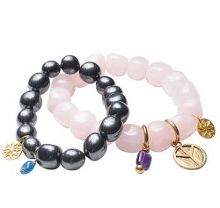 rose quartz or hematite bracelet by mirabelle