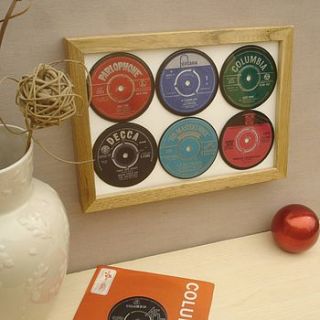 bespoke set of six framed 45s records by vinyl village