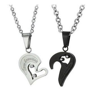 His & Hers Matching Set Titanium Couple Pendant Necklace Korean Love Style in a Gift Box (ONE PAIR)   NK201 Jewelry