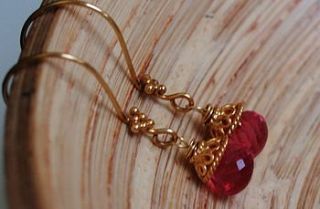 pink topaz gemstone gold earrings by prisha jewels