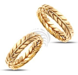 14k Yellow Gold His and Hers Matching Wedding Rings 6 mm Jewelry
