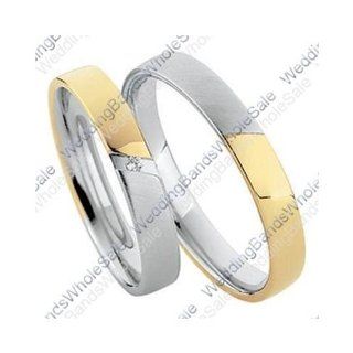 14k Yellow & White Gold His & Hers Two Tone 0.02ctw Diamond Wedding Band Set 255 Wedding Ring Sets Jewelry