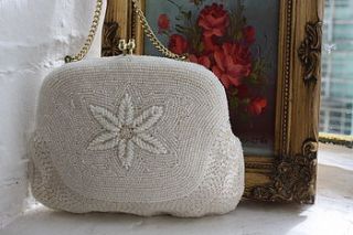 vintage 1950s white beaded bag by luxe bridal