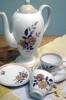 vintage floral tea or coffee pot set for two by once upon a tea cup