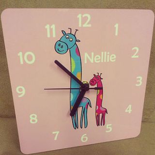 personalised giraffe clock by loving luxuries