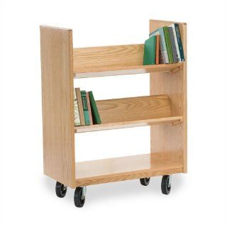 Library Book Cart with 4 Sloping Shelves Width 39" W  Office Book Racks 