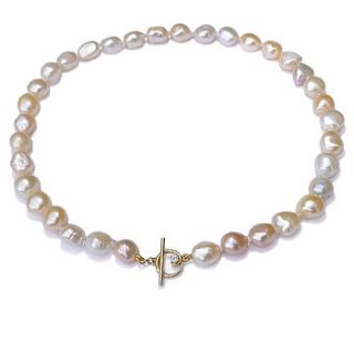 baroque pearl necklace diamond and gold clasp by lilia nash jewellery