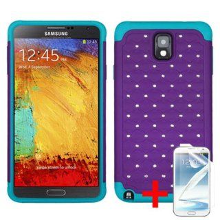 SAMSUNG GALAXY NOTE 3 PURPLE TEAL DIAMOND BLING HYBRID COVER HARD GEL CASE + FREE SCREEN PROTECTOR from [ACCESSORY ARENA] Cell Phones & Accessories