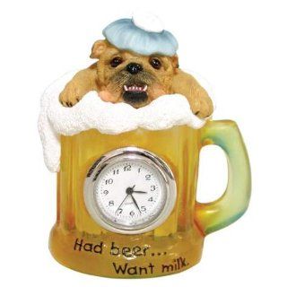 2.75 Inch Had BeerWant Milk Doggy In Beer Stein Mini Clock Kitchen & Dining