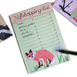 fox and daisy magnetic shopping list pad by superfumi