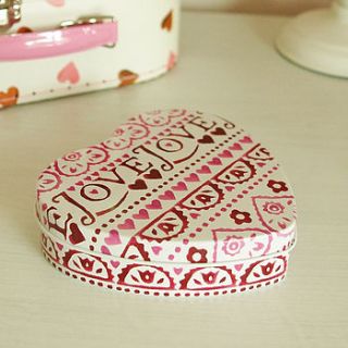 'love' heart shaped tin by lolly & boo lampshades