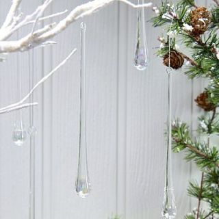 set of iridescent glass raindrop decorations by lisa angel homeware and gifts