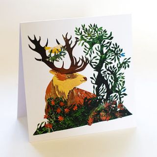 stag and bird greetings card by kate slater