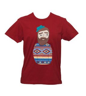 men's dark red bearded man t shirt by not for ponies