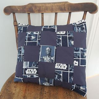 handmade star wars patchwork cushion cover by the shabby shade