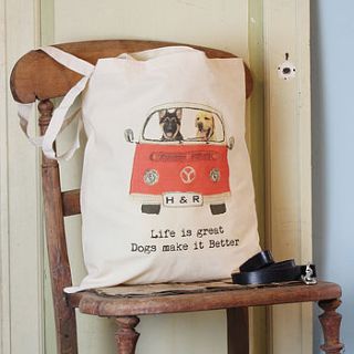 personalised your dog in a camper tote bag by snapdragon