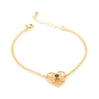 gold smoky quartz friendship bracelet by arabel lebrusan