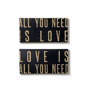'all you need is love' wooden sign by lavender room