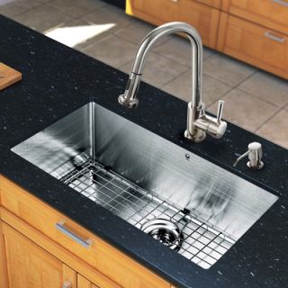 Vigo 30 x 19 Single Bowl Kitchen Sink with Pull Out Sprayer Faucet