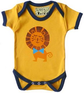 hand printed lion baby vest by little dandies