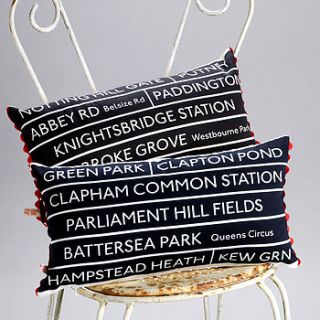 london bus route cushion by michelle mason