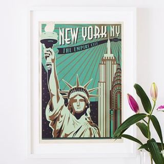 'new york empire city' travel poster by i heart travel art.