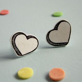 love heart doodle earrings by raspberry finch