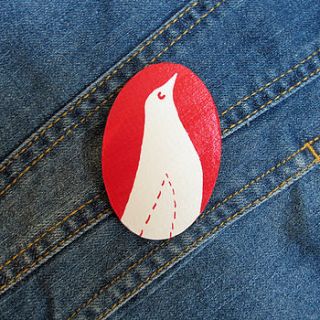 hand painted bird brooch by cuckoo tree studio