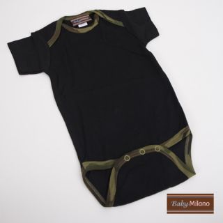 Camo Infant Bodysuit in Black with Green Camouflage Trim