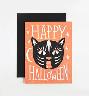black cat halloween card by little baby company